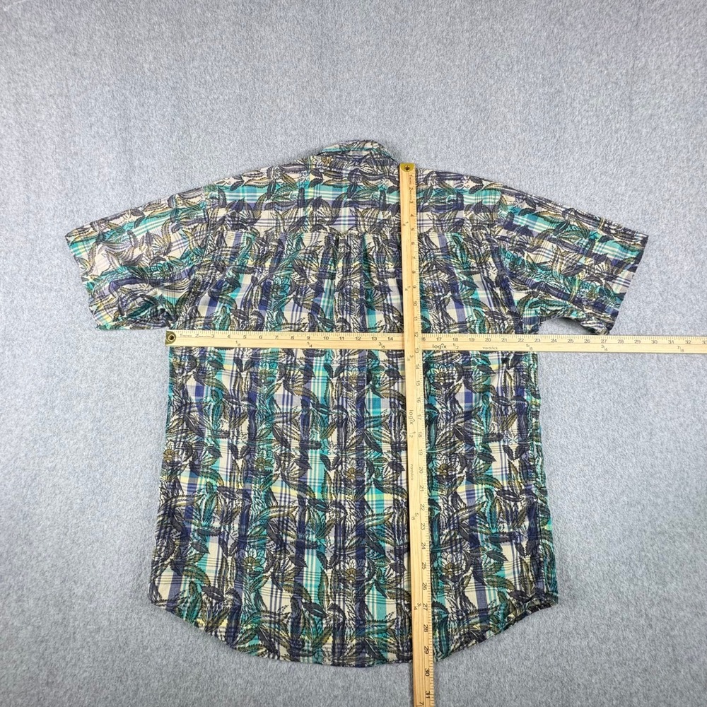 Vintage Eddie Bauer Superior Madras Shirt Mens Large Floral Plaid Short Sleeve - Picture 3 of 5